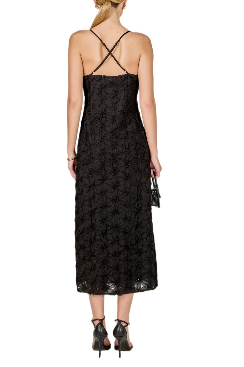 Textured Floral Midi Dress, Alternate, color, BLACK