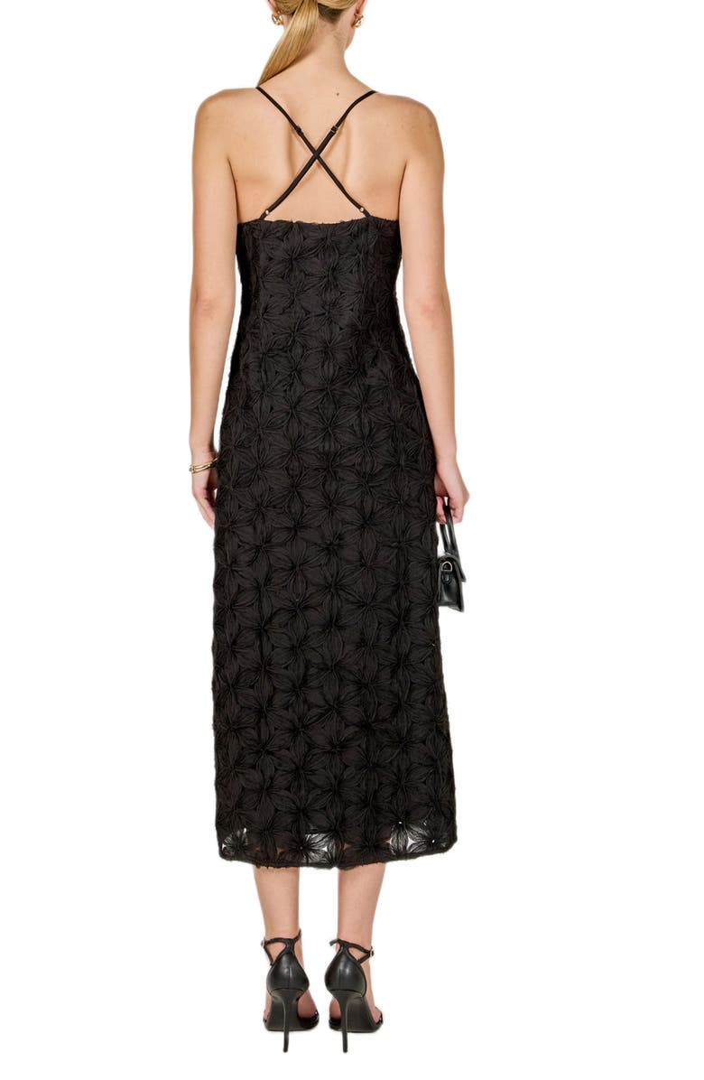Endless Rose Textured Floral Midi Dress, Alternate, color, Black