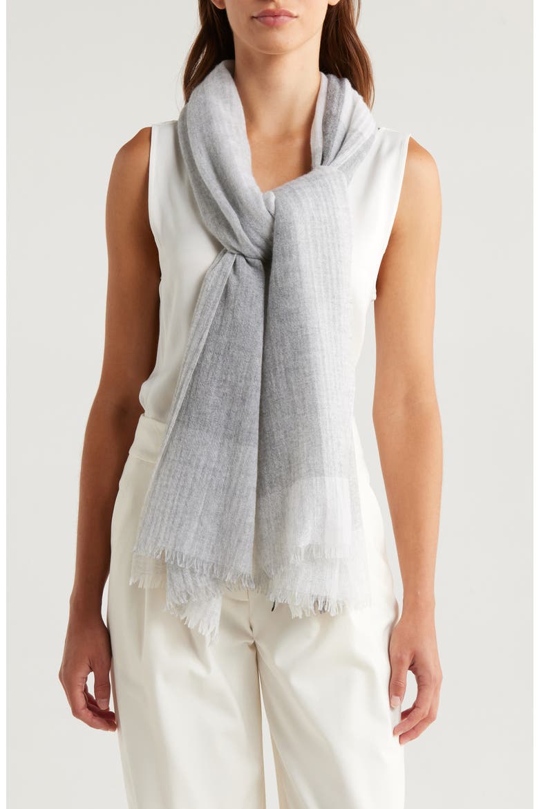 Textured Cashmere Scarf, Main, color, GREY PLAID