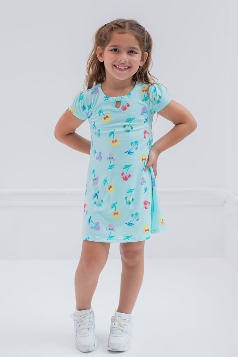 Minnie Mouse Short Sleeve Skater Dress, Alternate, color, Turquoise Blue