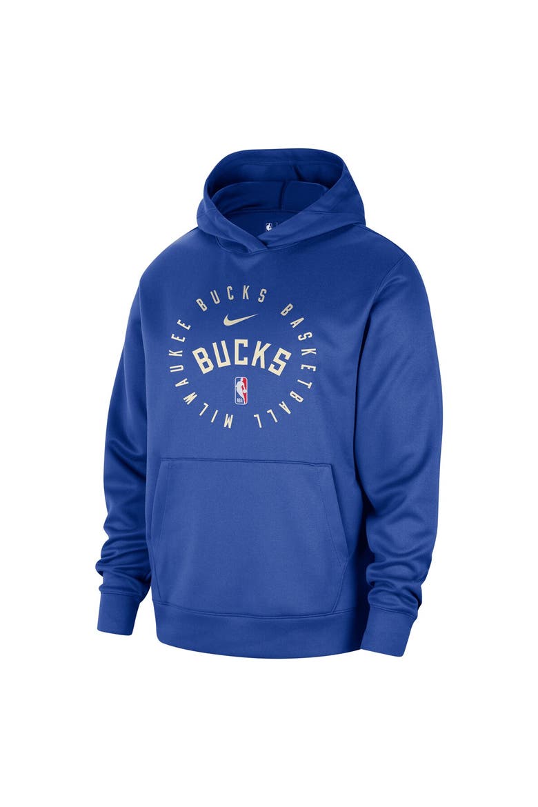 Men's Nike Royal Milwaukee Bucks 2024/25 Spotlight On-Court Practice Performance Pullover Hoodie, Alternate, color, Royal