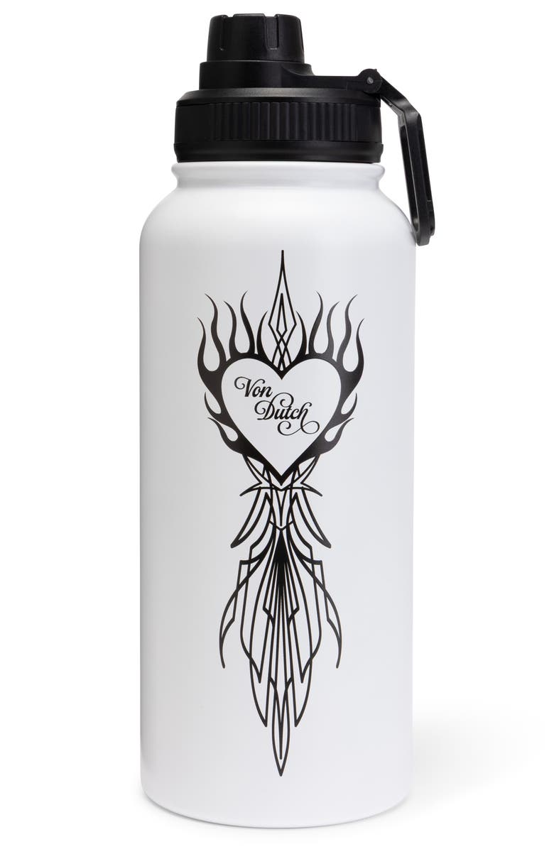 Von Dutch 32oz Hydration Double Walled Insulated Stainless Steel Bottle, Main, color, Von Heart