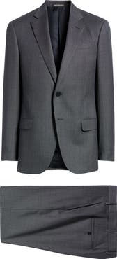 Emporio Armani Grey Nailhed Virgin Wool Suit