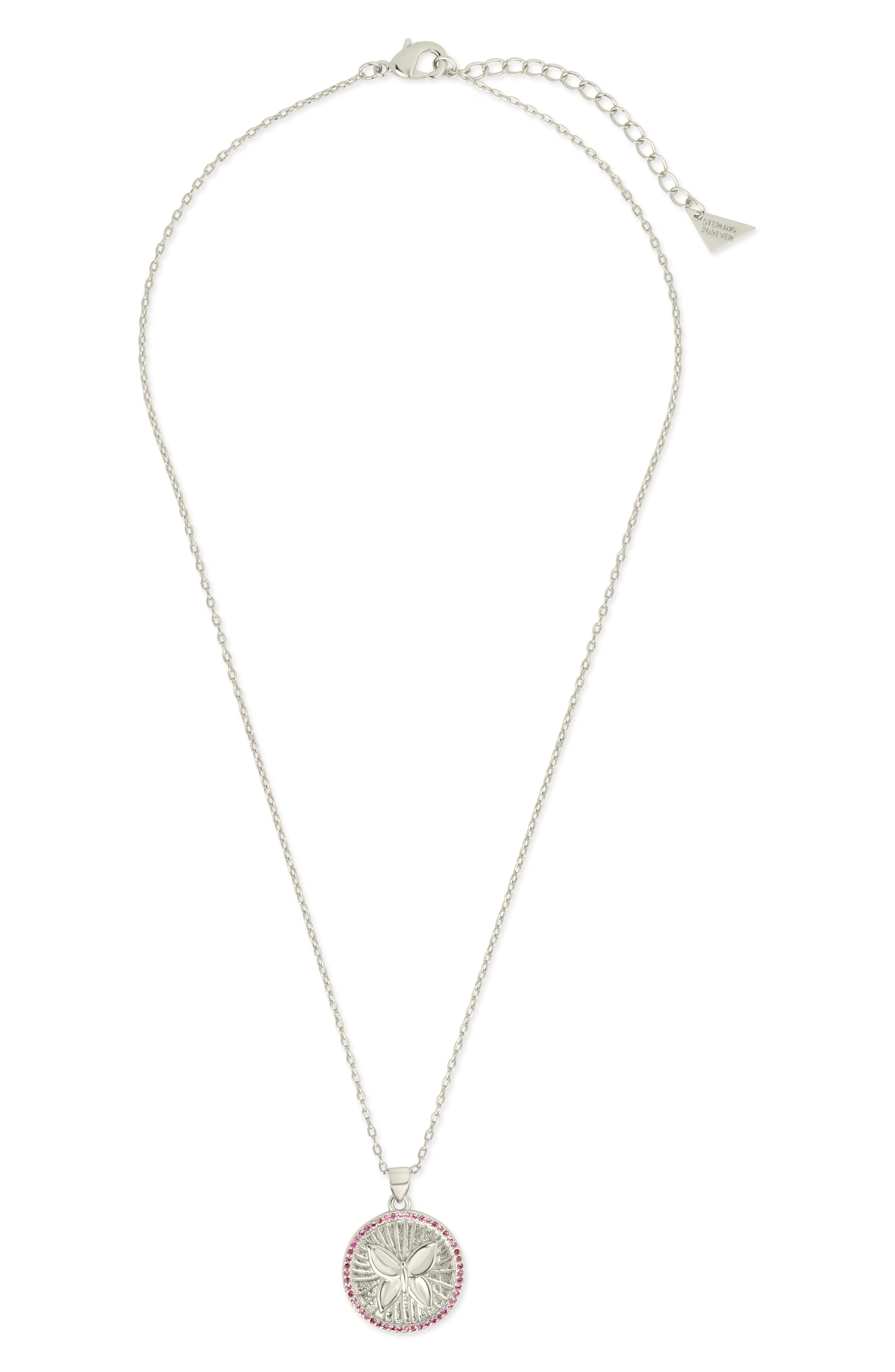 Sterling Forever Bindi Cubic Zirconia Butterfly Pendant Necklace (Women ...