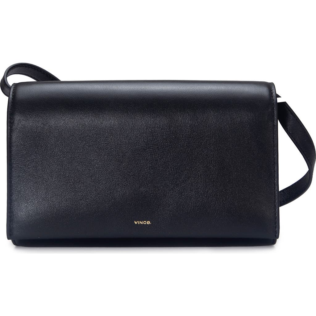 Vince Leather Crossbody Wallet In Black