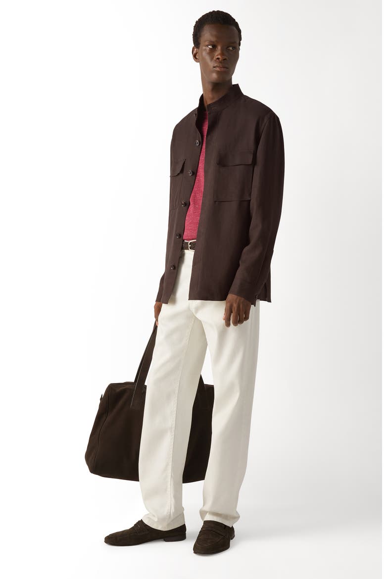 Oasi Lino Overshirt, Alternate, color, DARK BROWN