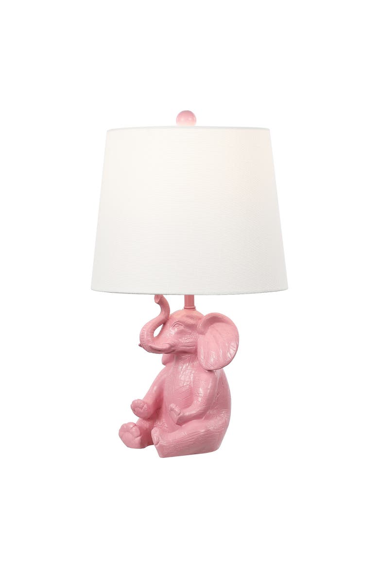 Kairi Modern Shabby Chic Resin/Iron Happy Elephant LED Kids' Table Lamp with Phone Stand, Main, color, Pink
