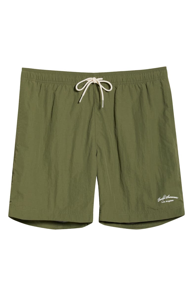 PacSun Collegiate Swim Trunks, Main, color, Green