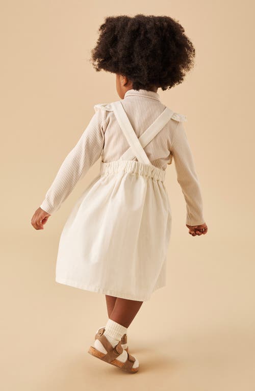 Mori Corduroy Pinafore Dress In Ecru