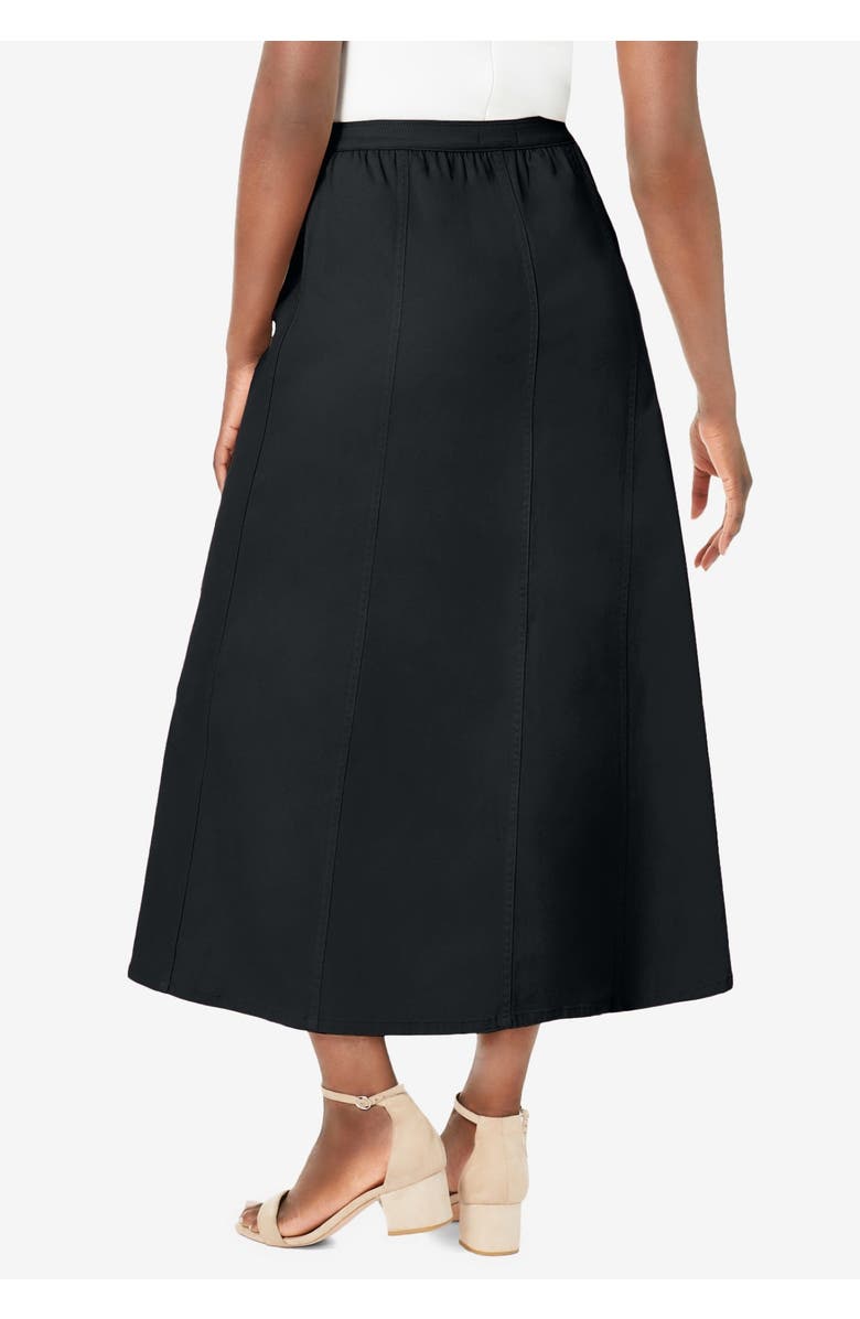 Jessica London Stretch Denim Jegging Skirt, Alternate, color, Black