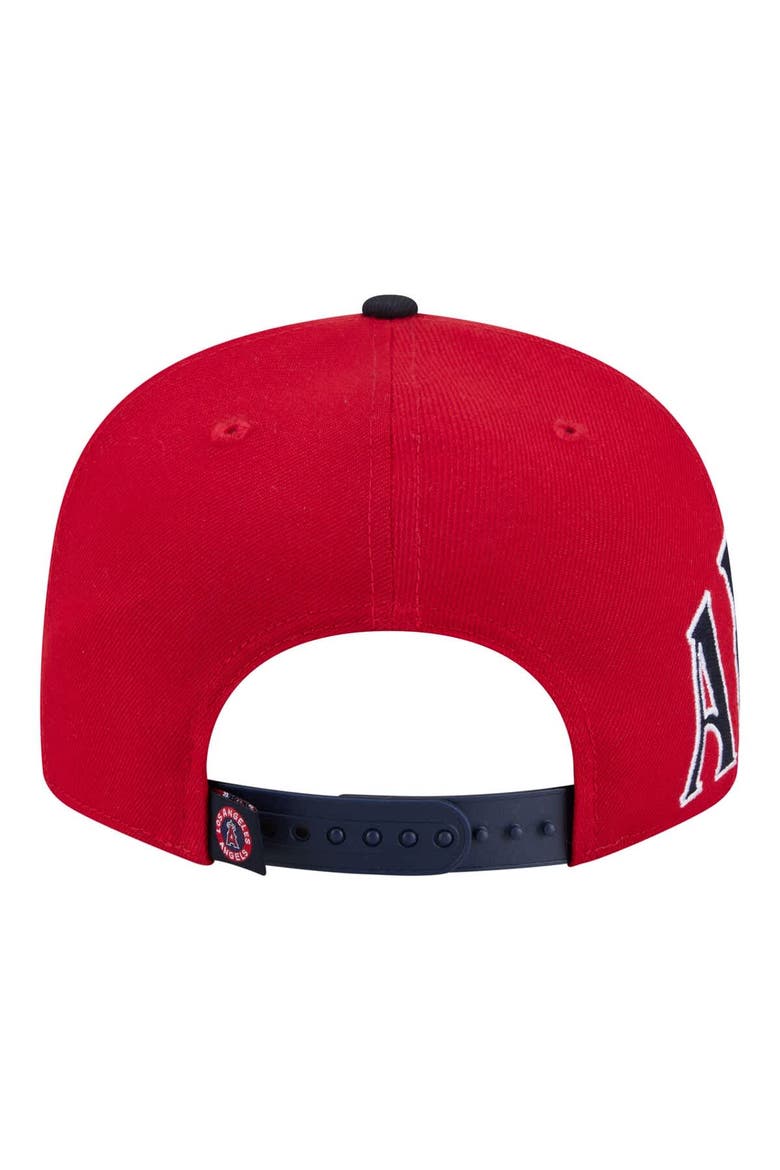 Men's New Era Red/Navy Los Angeles Angels Stretched Two-Tone 9FIFTY Adjustable Hat, Alternate, color, Red