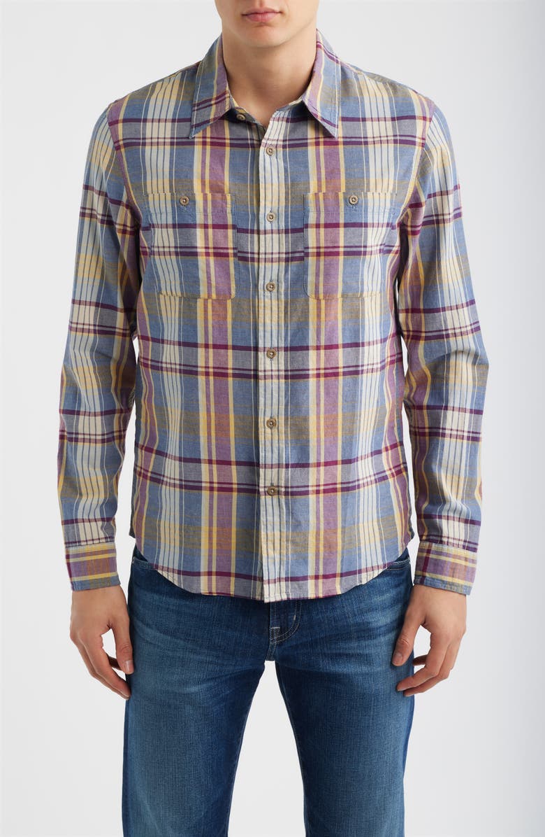 AG Wayne Plaid Button-Up Work Shirt, Main, color, Blue Multi