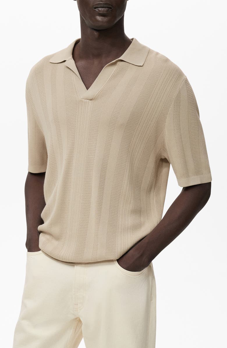 MANGO Rib Johnny Collar Polo, Main, color, Light/ Pastel Grey