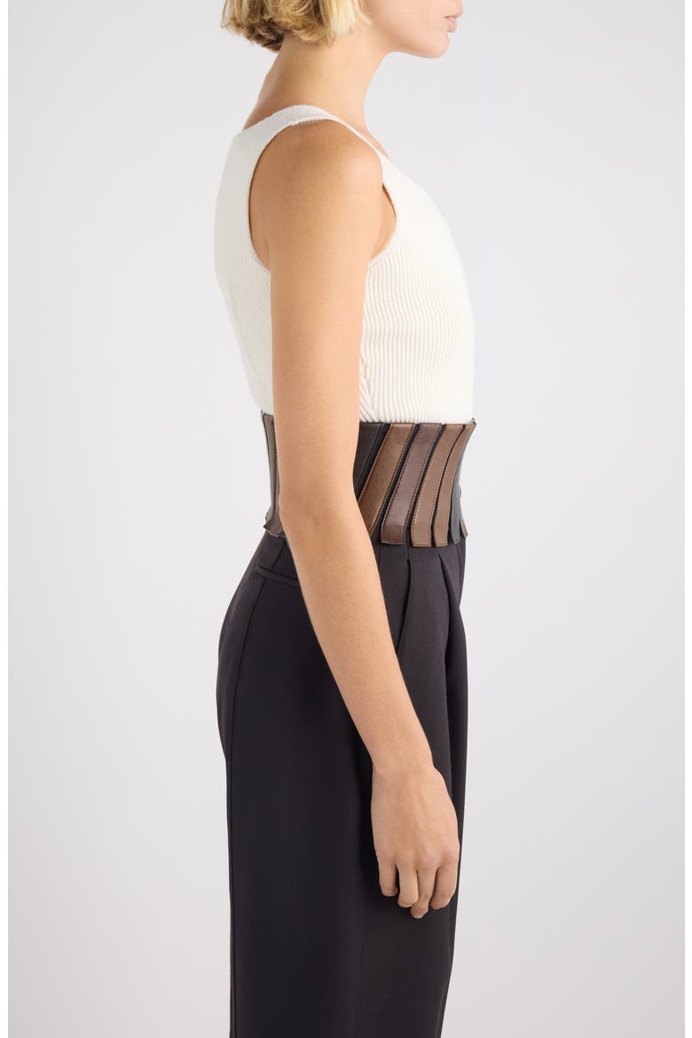 Wool Blend Rib Corset Top, Alternate, color, BLANC NATUREL