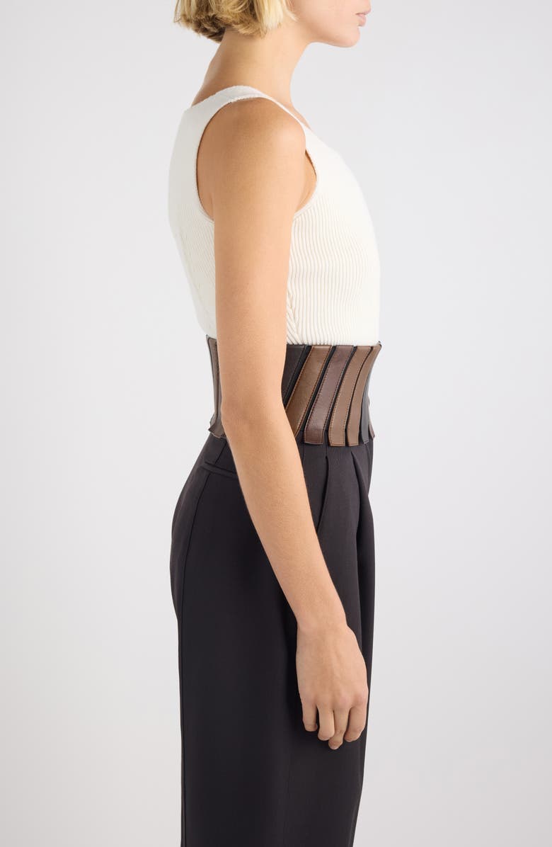 Alaïa Wool Blend Rib Corset Top, Alternate, color, Blanc Naturel