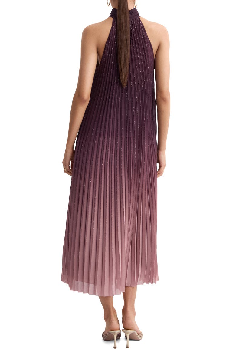 MANGO Metallic Pleated Maxi Dress, Alternate, color,