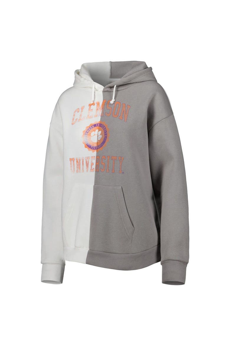 Women's Gameday Couture Gray/White Clemson Tigers Split Pullover Hoodie, Alternate, color, White