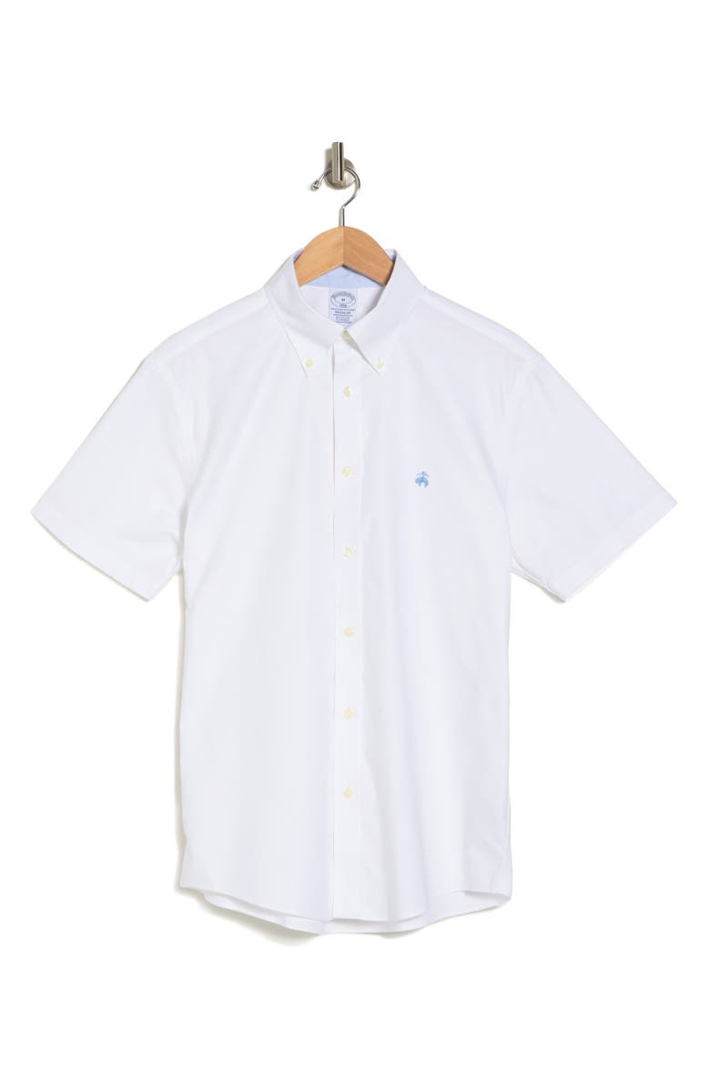 Brooks Brothers Non-Iron Regular Fit Oxford Stretch Short Sleeve Shirt, Alternate, color, 