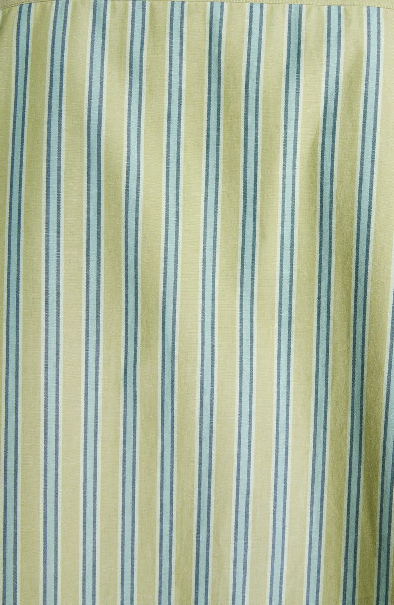 Acne Studios Face Patch Stripe Cotton Button-Down Shirt, Alternate, color, 