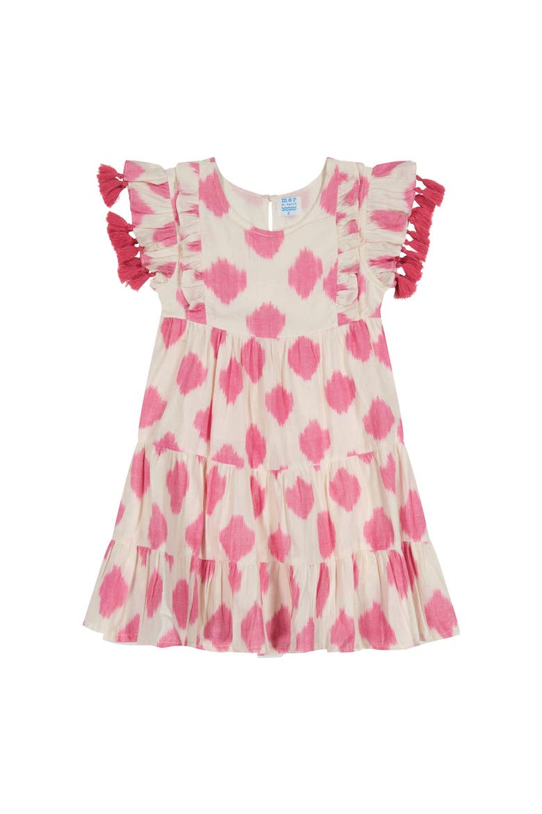Sophie Girl's Tassel Dress White Pink Ikat, Main, color, White Pink Ikat
