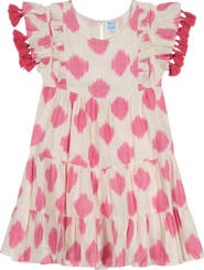 Mer St. Barth Sophie Girl's Tassel Dress White Pink Ikat
