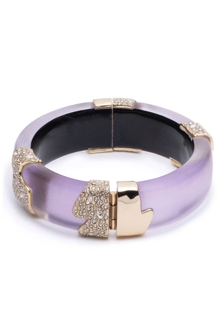 Crystal Encrusted Lucite® Hinge Bracelet, Alternate, color, MULBERRY