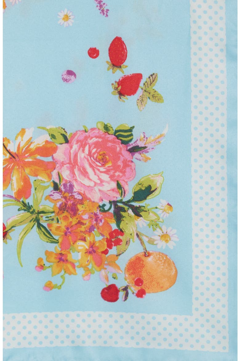 Fruit Floral Satin Square Scarf, Alternate, color, CHAMBRAY MULTI