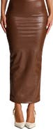 Naked Wardrobe Croc Embossed Faux Leather Midi Skirt
