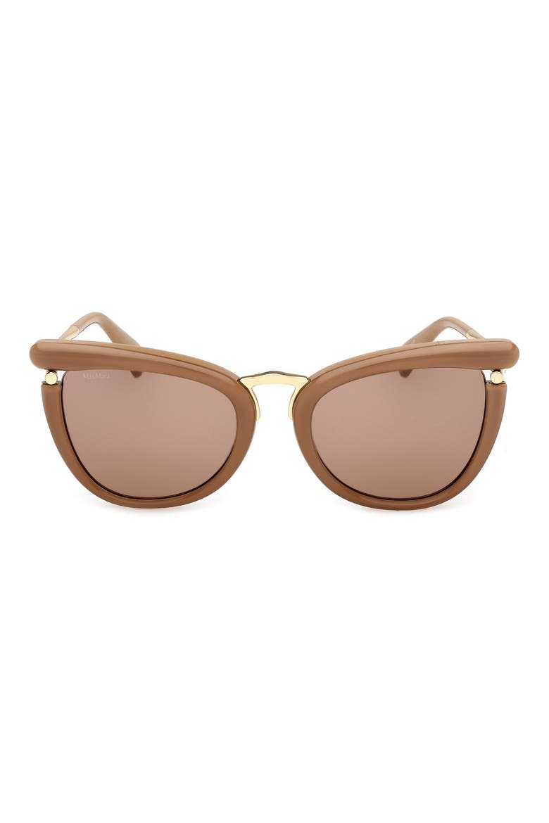 55mm Cat Eye Sunglasses, Main, color, CAMEL / RUTHENIUM / SMOKE