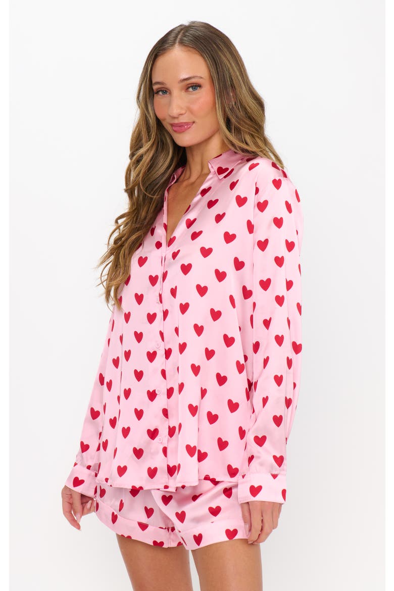 Early Riser PJ Set, Alternate, color, Pink Queen Of Hearts Silky