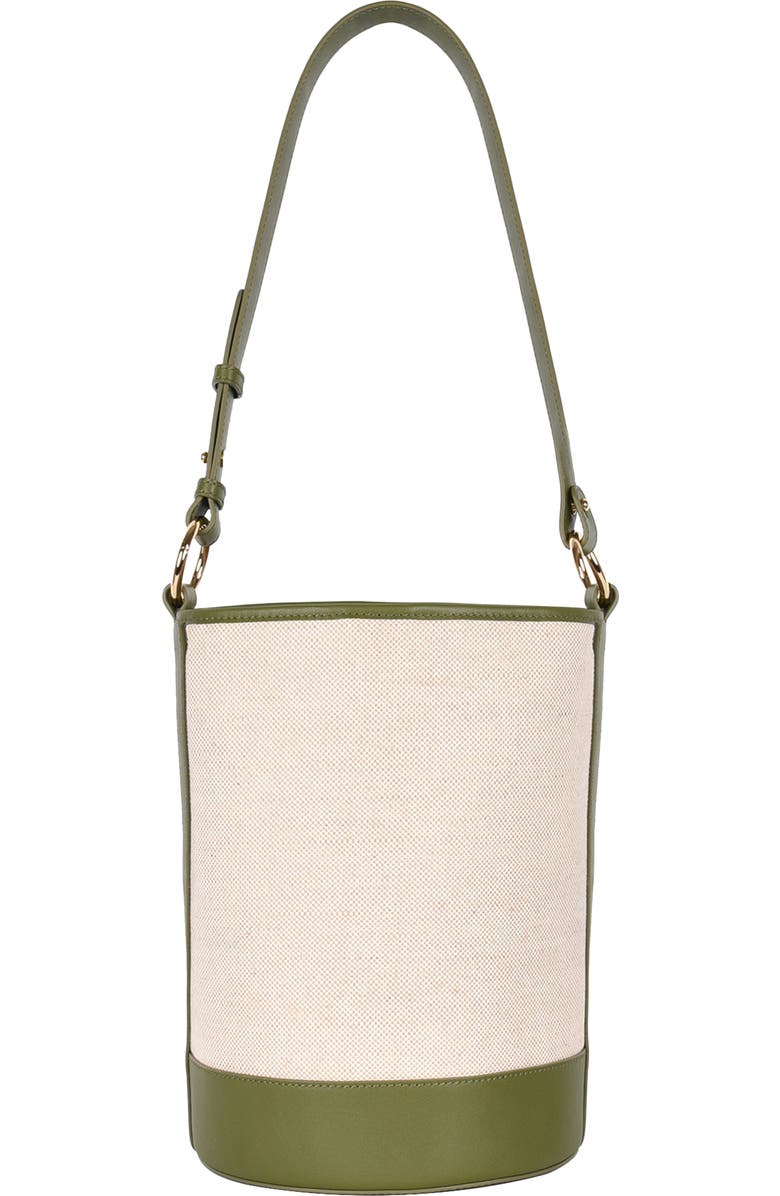 HYER GOODS Canvas and Upcycled Leather Convertible Bucket Bag, Alternate, color,