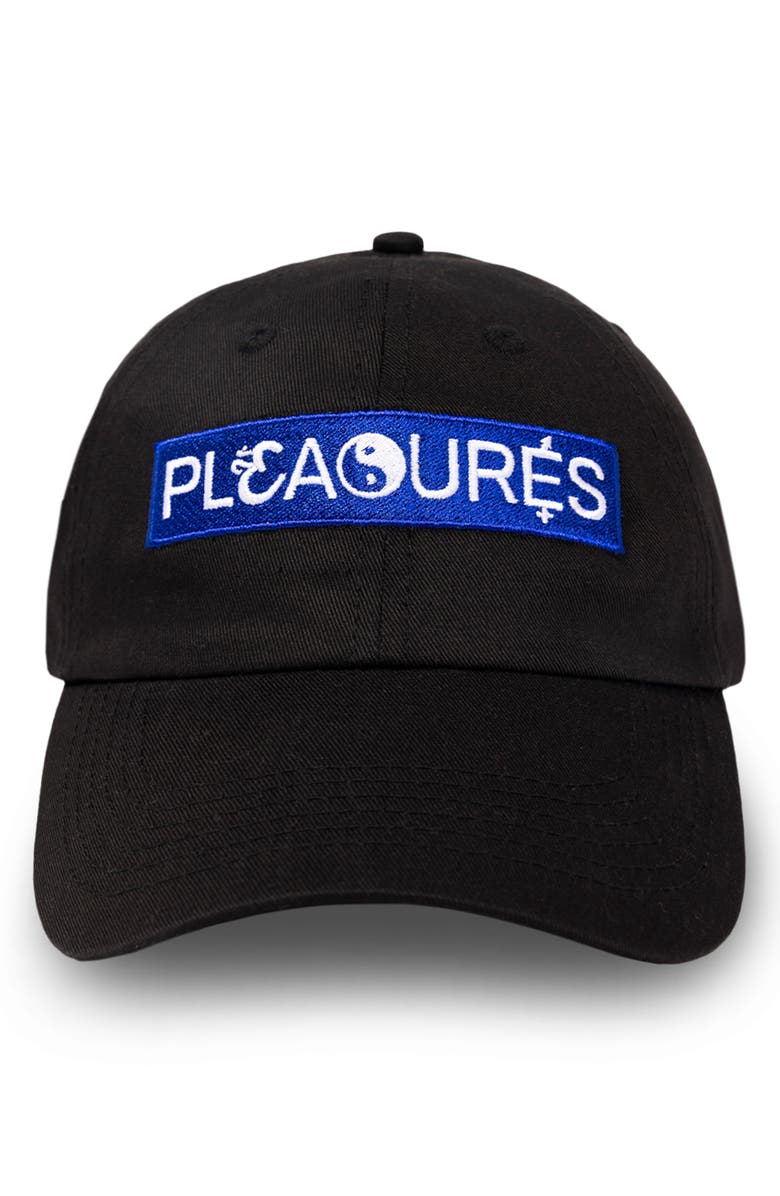 PLEASURES Unity Adjustable Twill Baseball Cap, Main, color, Black