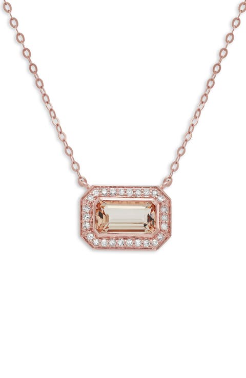 14K Rose Gold Morganite & Diamond Pendant Necklace
