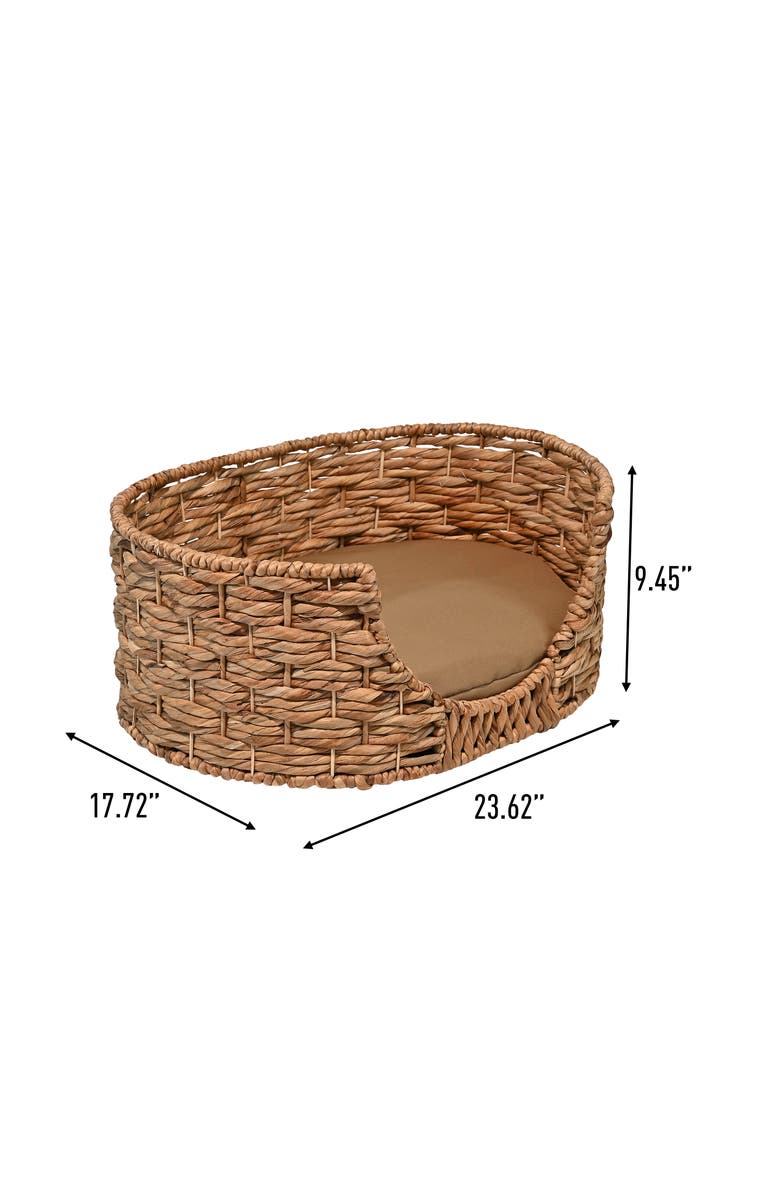 The Licker Store Perri 24" x 18" Classic Farmhouse Handwoven Hyacinth Oval Pet Bed, Machine-Washable Cushion, Alternate, color, Natural