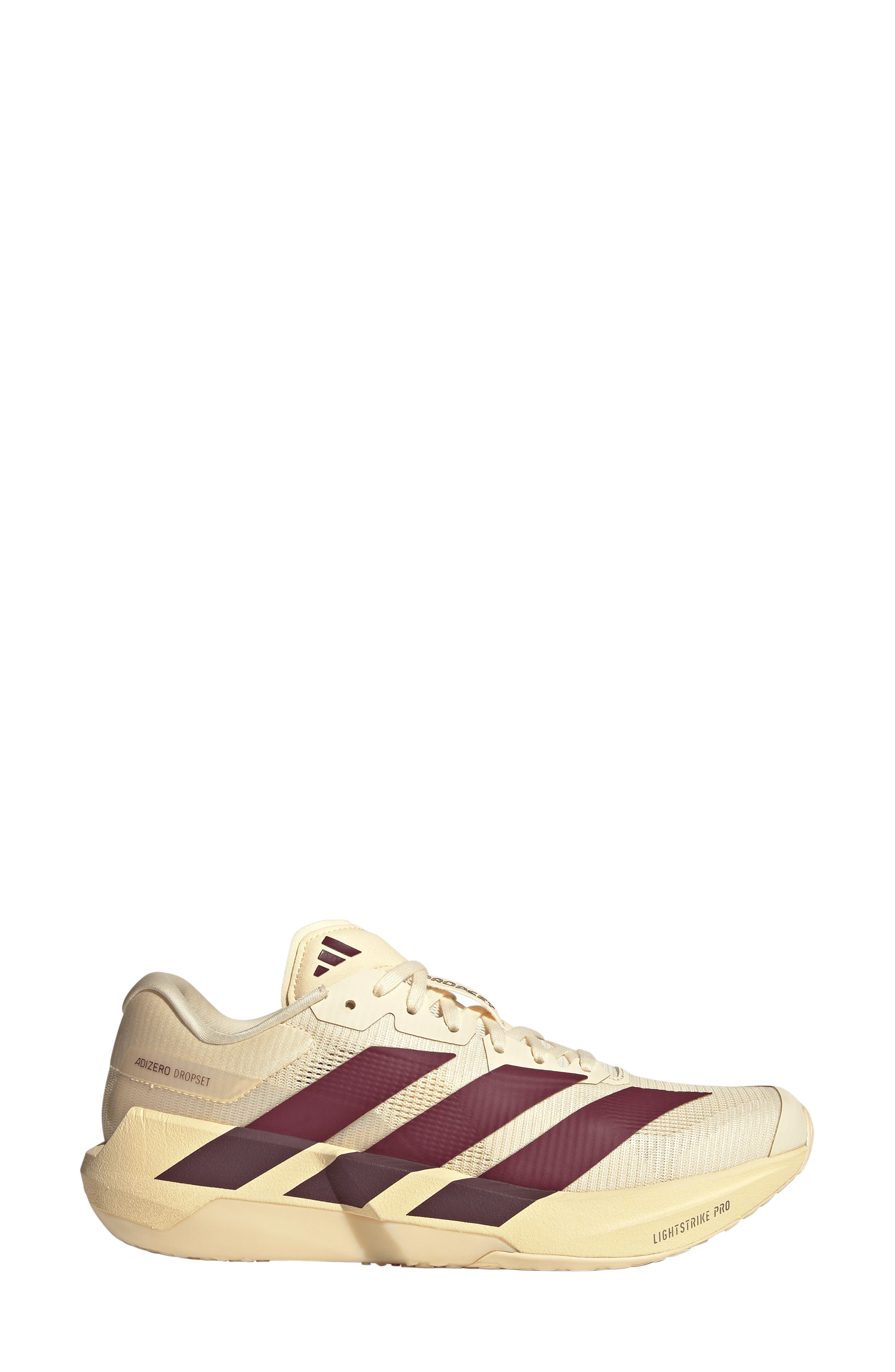 Adizero Dropset Pro Training Shoe, Alternate, color, VANILLA/ MAROON/ VANILLA