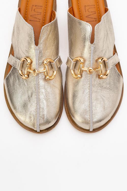 Forever & Always Shoes Favor Leather Mules In Gold