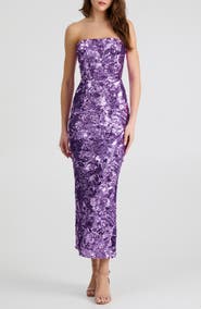 HELSI Leslie Pattern Sequin Strapless Gown