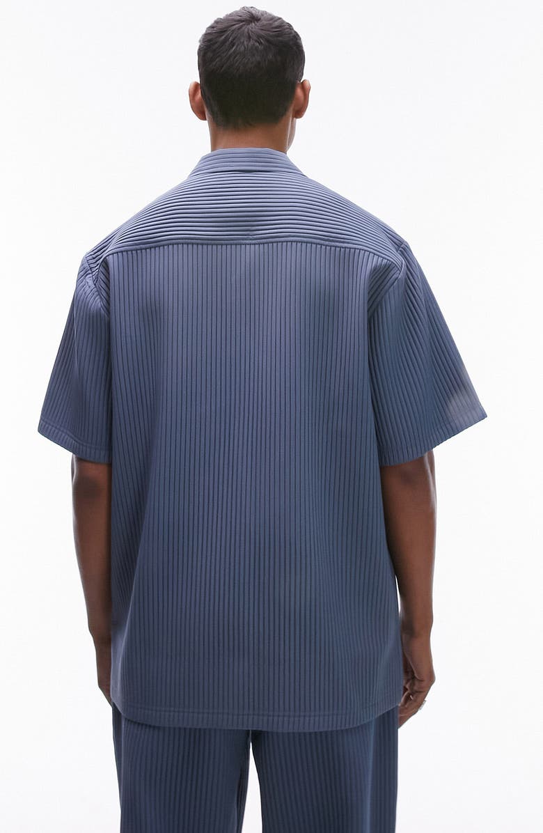 Topman Oversize Plissé Camp Shirt, Alternate, color, 