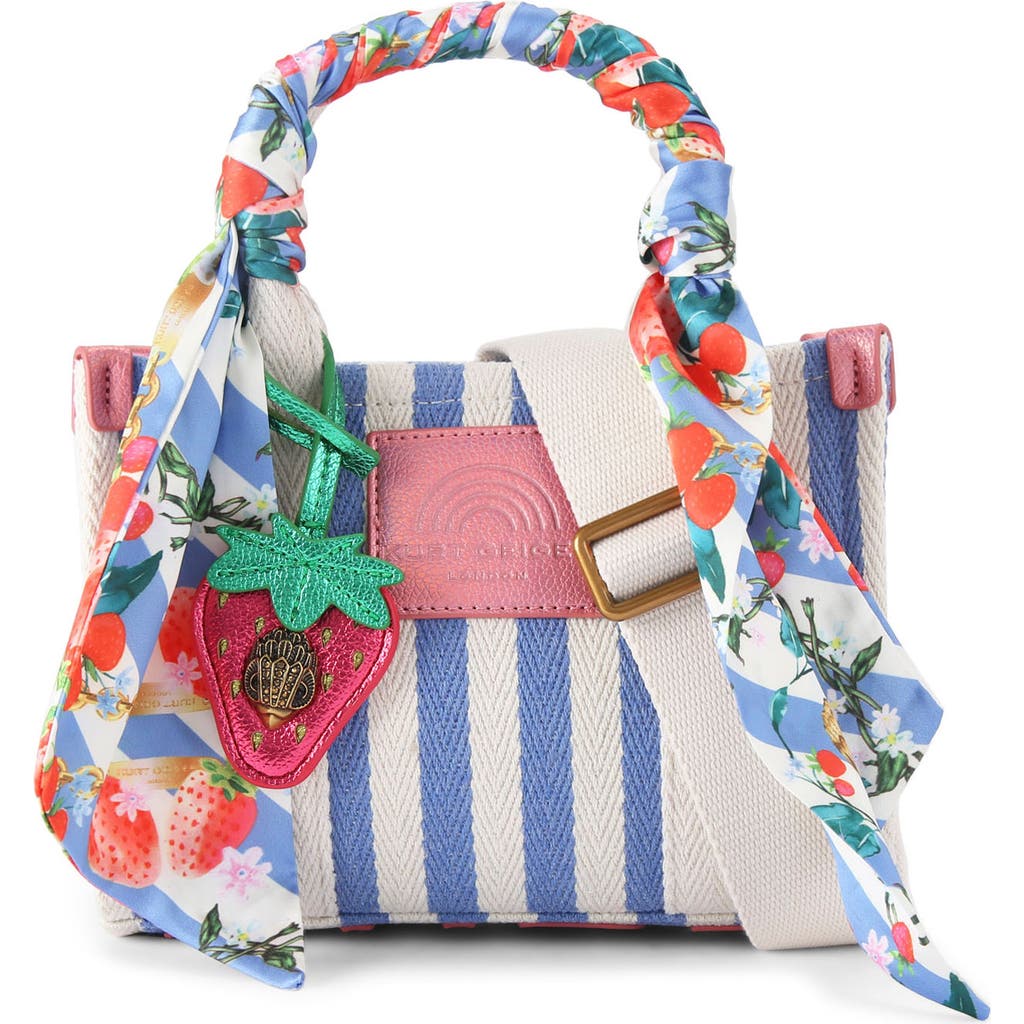Kurt Geiger London Extra Small Southbank Stripe Shopper In Open Blue