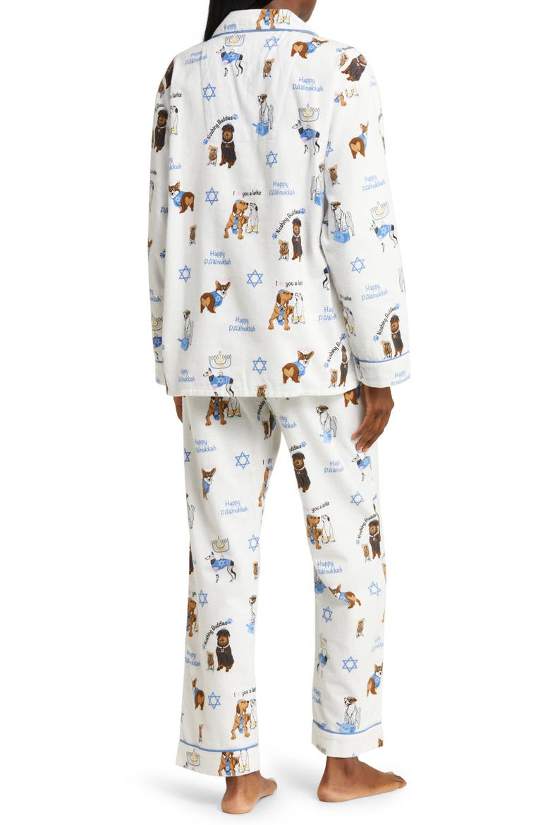 Long Sleeve Cotton Flannel Pajamas & Headband Set, Alternate, color, IVORY