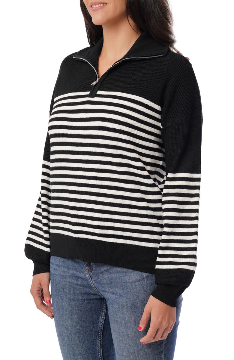 CYRUS Stripe Waffle Knit Half Zip Sweater, Alternate, color, 