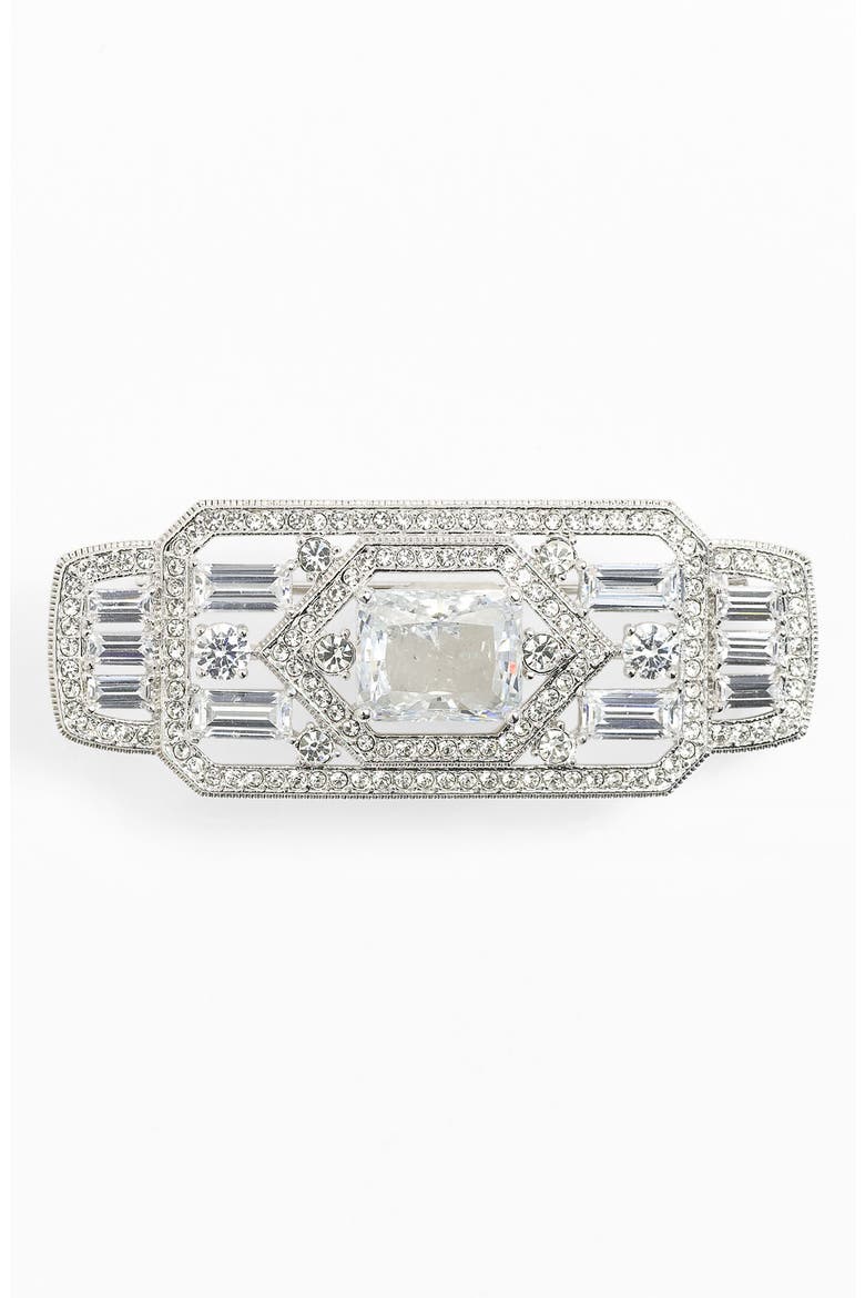 'Art Deco' Rectangle Brooch (Nordstrom Exclusive), Main, color, SILVER/ CLEAR CZ