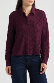 Eileen Fisher Classic Collar Stretch Organic Cotton Blend Button-Up Shirt