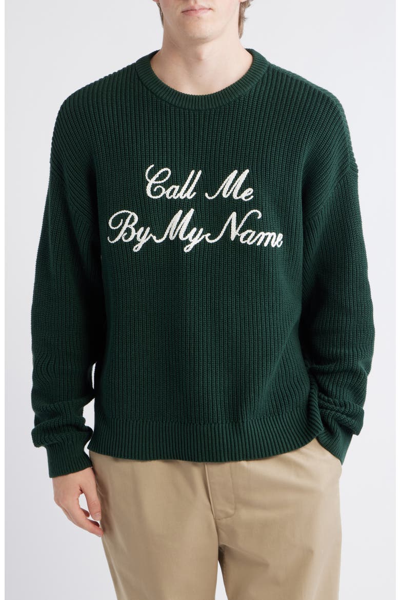 By My Name Crewneck Cotton Sweater, Main, color, GREEN