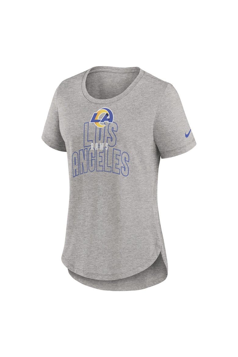 Women's Nike Heather Gray Los Angeles Rams Fashion Tri-Blend T-Shirt, Alternate, color, Heather Gray