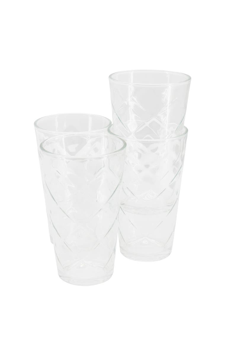 Gibson Home Lattice 4 Piece 16 Ounce Glass Tumbler Set, Main, color, Clear