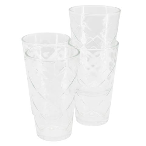 Lattice 4 Piece 16 Ounce Glass Tumbler Set