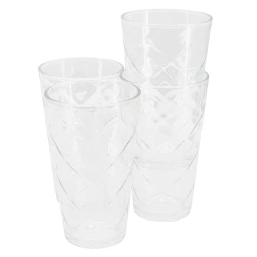 Gibson Home Lattice 4 Piece 16 Ounce Glass Tumbler Set In Transparent