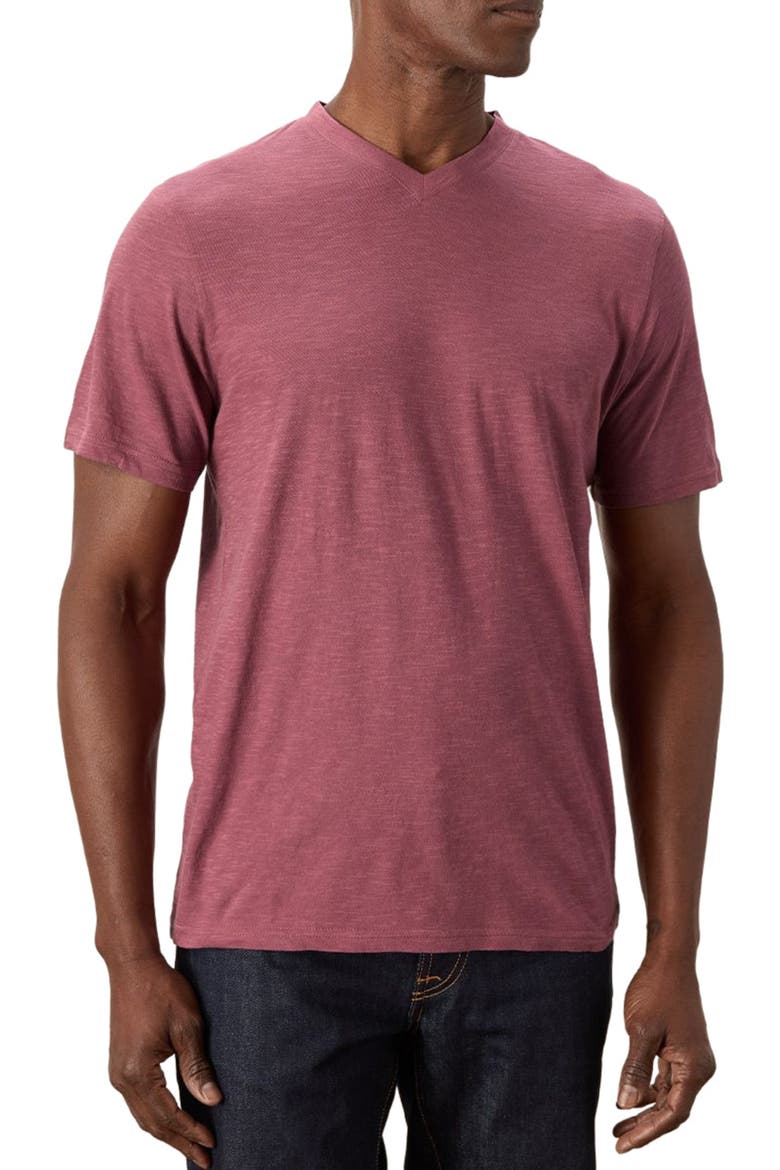 Organic Cotton Featherweight Slub V-Neck Tee, Main, color, Mauve