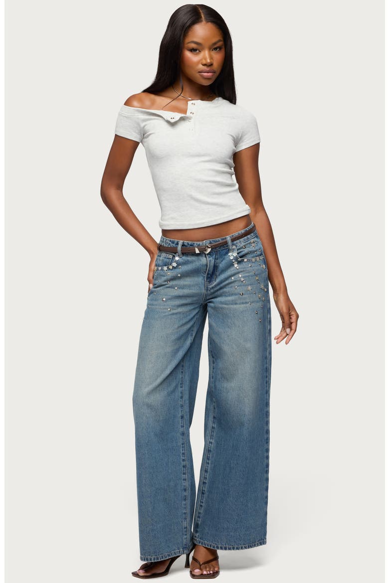 Jubilee Off the Shoulder Henley Top, Alternate, color, GRAY-MELANGE